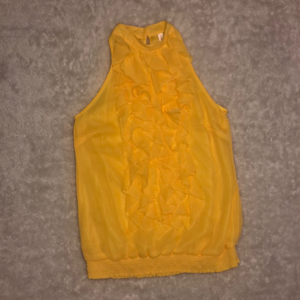 high neck ruffle tank top